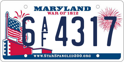 MD license plate 6AF4317