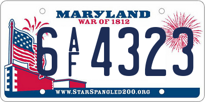 MD license plate 6AF4323