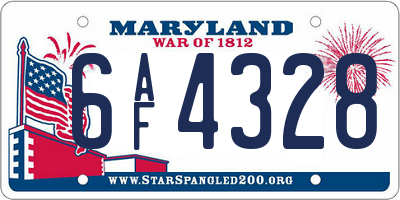 MD license plate 6AF4328