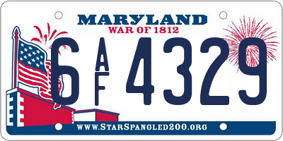MD license plate 6AF4329
