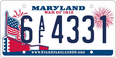 MD license plate 6AF4331