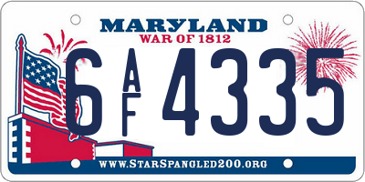 MD license plate 6AF4335