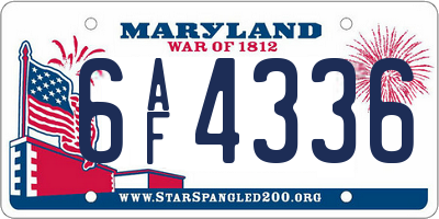MD license plate 6AF4336