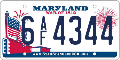 MD license plate 6AF4344