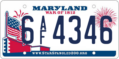 MD license plate 6AF4346
