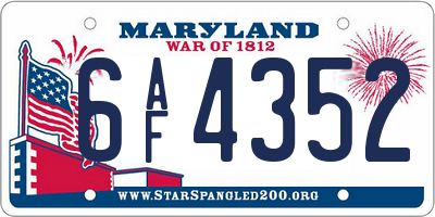 MD license plate 6AF4352