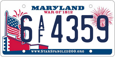 MD license plate 6AF4359