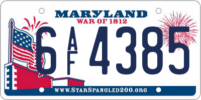 MD license plate 6AF4385