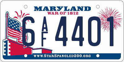 MD license plate 6AF4401