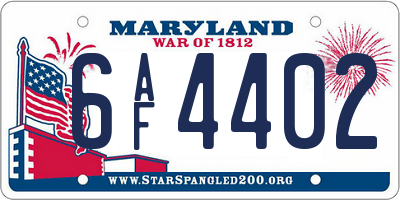 MD license plate 6AF4402