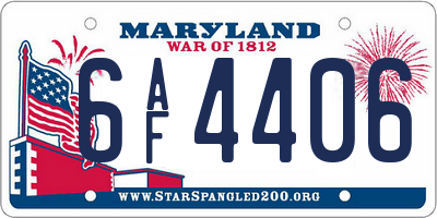 MD license plate 6AF4406