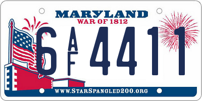 MD license plate 6AF4411