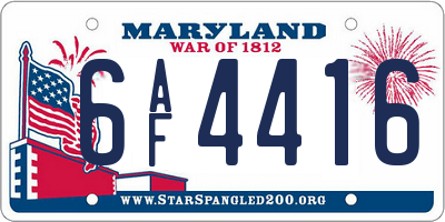 MD license plate 6AF4416