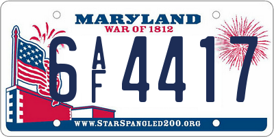 MD license plate 6AF4417