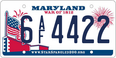 MD license plate 6AF4422