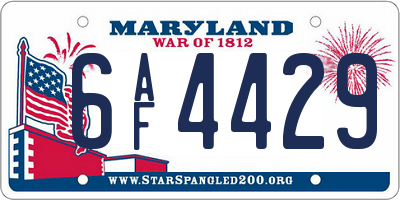 MD license plate 6AF4429