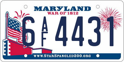 MD license plate 6AF4431