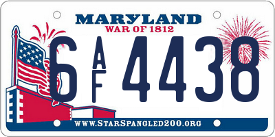 MD license plate 6AF4438