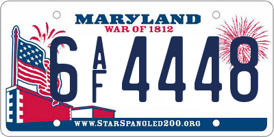 MD license plate 6AF4448