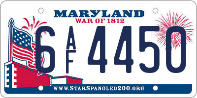 MD license plate 6AF4450
