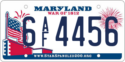 MD license plate 6AF4456