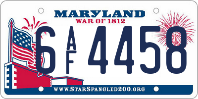 MD license plate 6AF4458