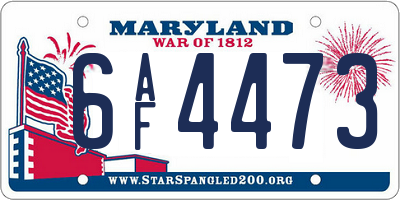 MD license plate 6AF4473