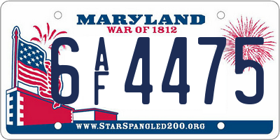 MD license plate 6AF4475