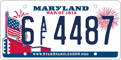 MD license plate 6AF4487