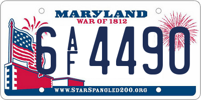 MD license plate 6AF4490
