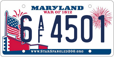 MD license plate 6AF4501