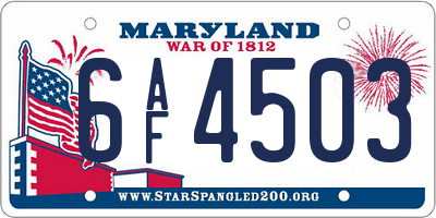 MD license plate 6AF4503