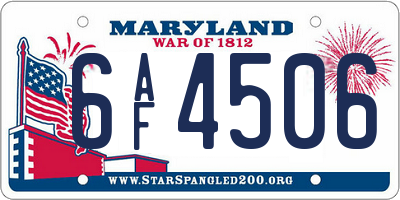 MD license plate 6AF4506