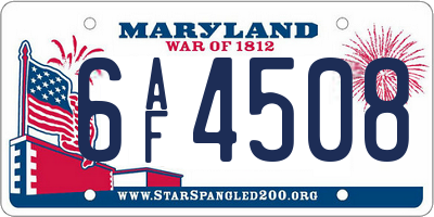 MD license plate 6AF4508