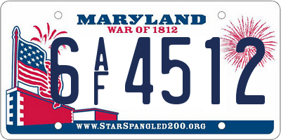 MD license plate 6AF4512