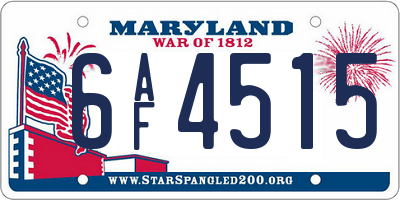 MD license plate 6AF4515