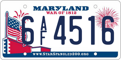 MD license plate 6AF4516