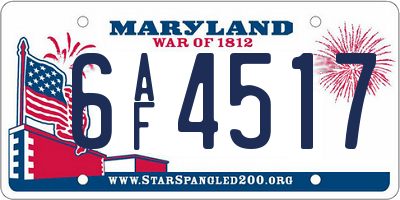 MD license plate 6AF4517