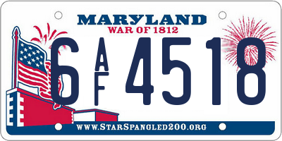 MD license plate 6AF4518