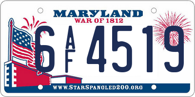 MD license plate 6AF4519