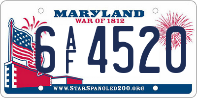 MD license plate 6AF4520