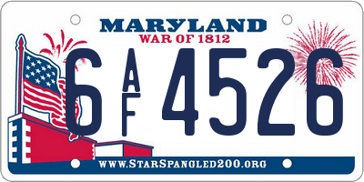 MD license plate 6AF4526
