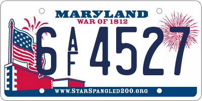 MD license plate 6AF4527