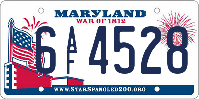 MD license plate 6AF4528