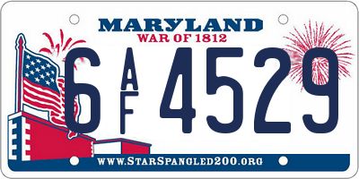 MD license plate 6AF4529