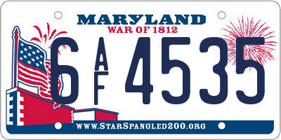 MD license plate 6AF4535
