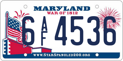 MD license plate 6AF4536