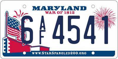 MD license plate 6AF4541