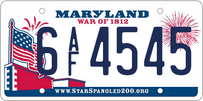 MD license plate 6AF4545