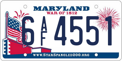 MD license plate 6AF4551